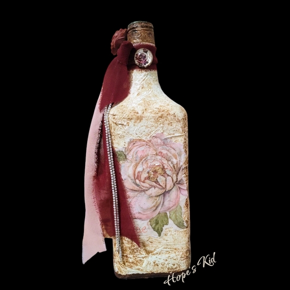 Floral Art Bottle with Red Accents - Picture 5 of 5